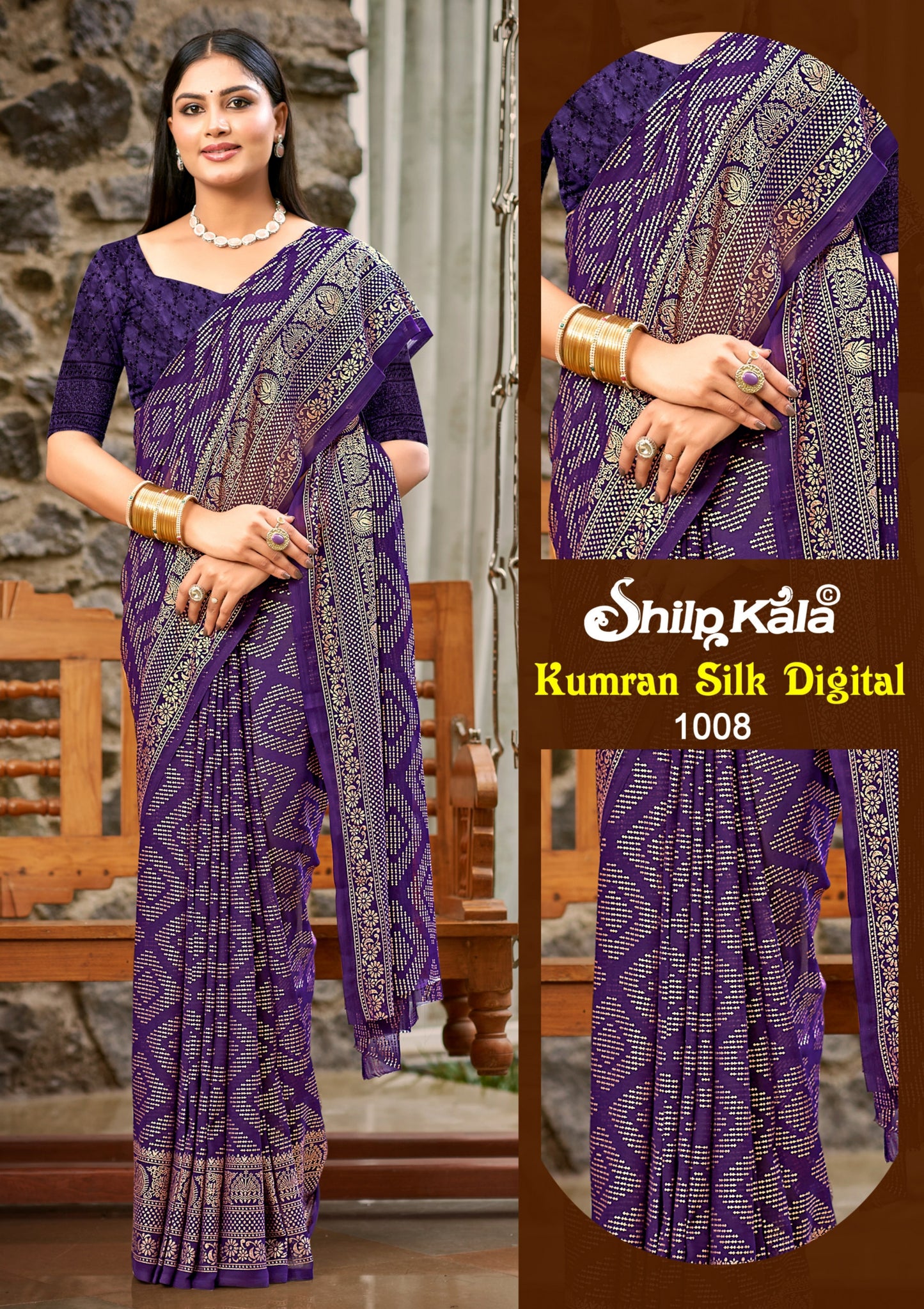 Kumran silk Georgette Saree with Chanderi Toned Blouse. (8 Colours).