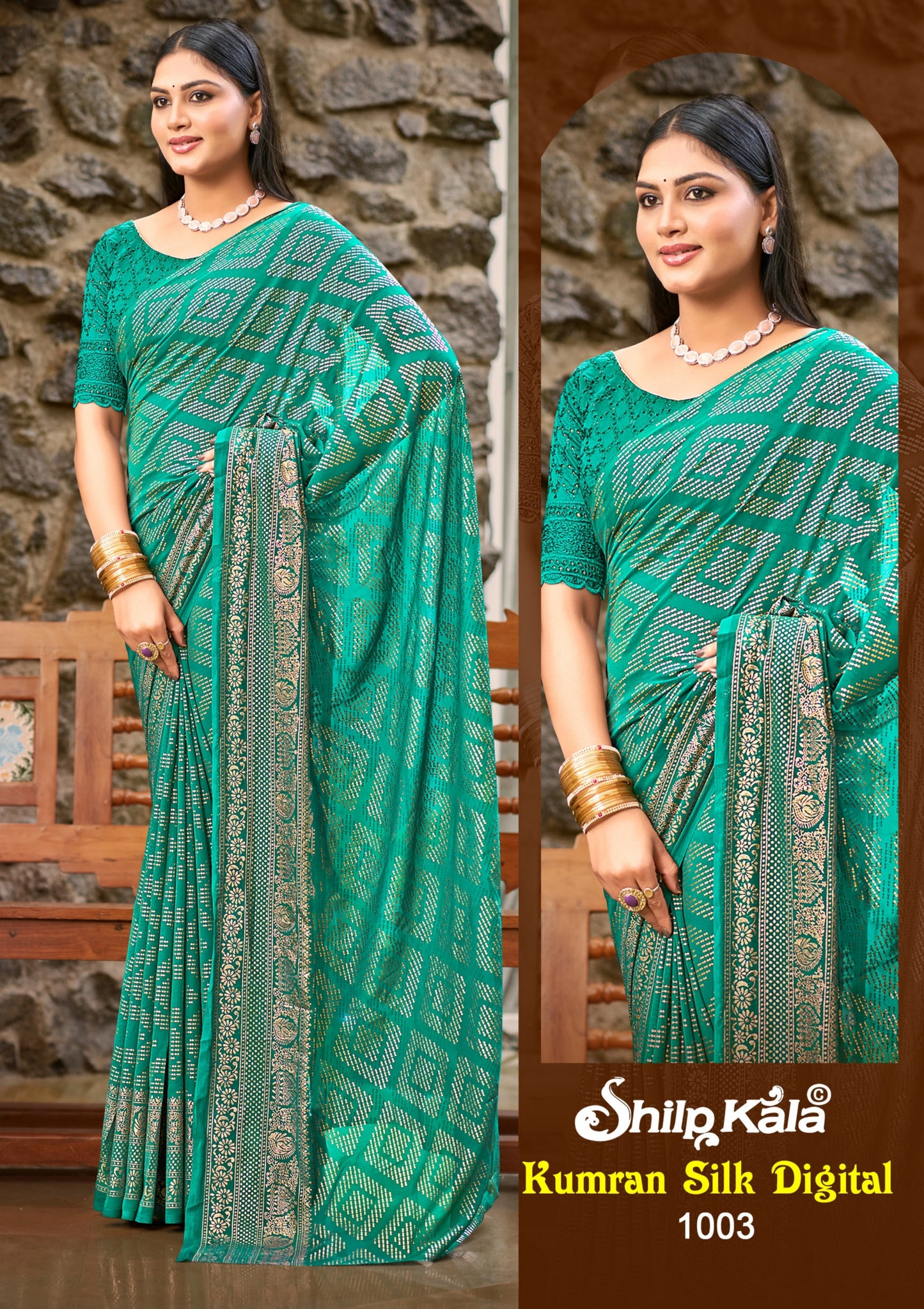 Kumran silk Georgette Saree with Chanderi Toned Blouse. (8 Colours).