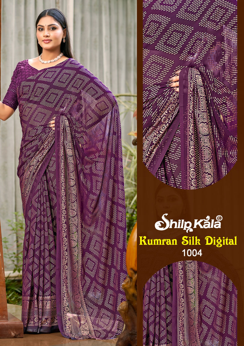 Kumran silk Georgette Saree with Chanderi Toned Blouse. (8 Colours).