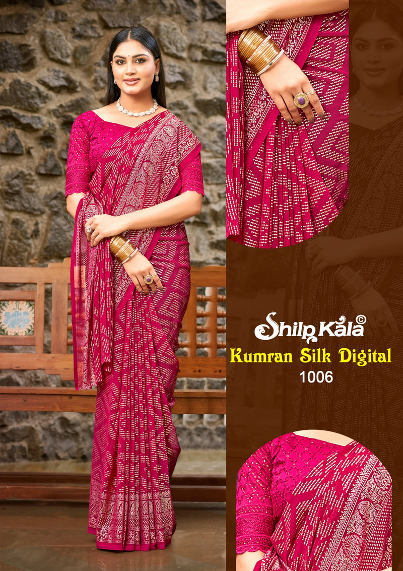 Kumran silk Georgette Saree with Chanderi Toned Blouse. (8 Colours).