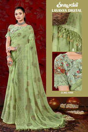 Lavanya Multicolour Fancy Chiffon Saree with Digital Printed Shifli Blouse (8 Colours Available).