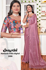 Namaste India Jari Patta Jarkan Stone Work with Jacquard Blouse (8 Colours Available).