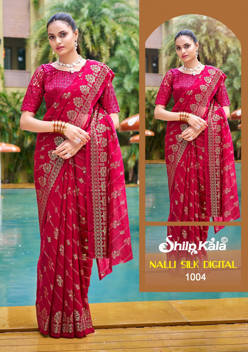 Nalli Silk Fancy Saree with Tone to Tone Matching (8 Colours Available).