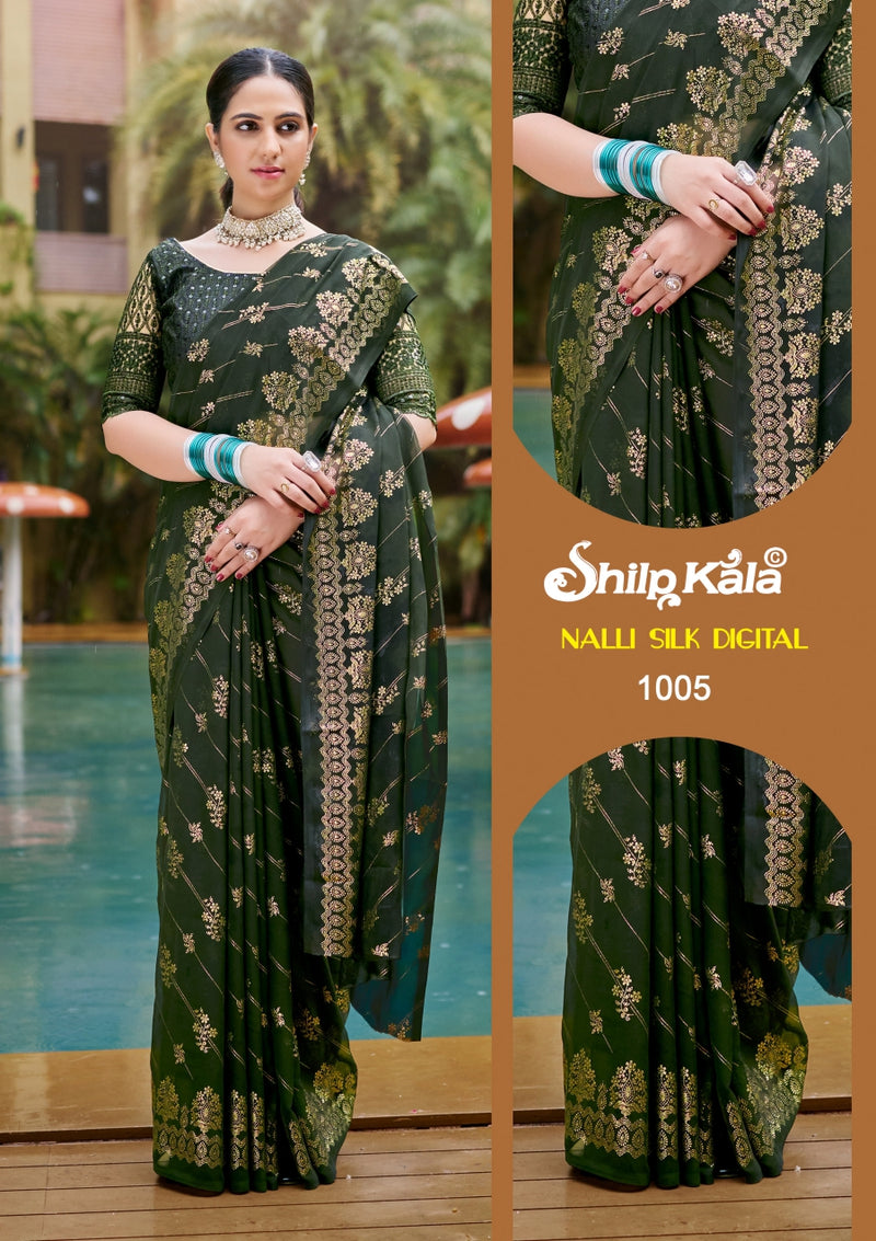 Nalli Silk Fancy Saree with Tone to Tone Matching (8 Colours Available).