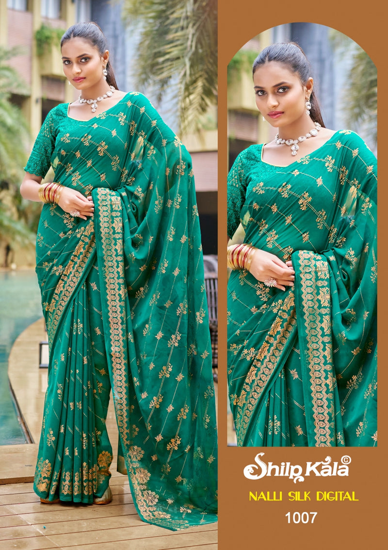 Nalli Silk Fancy Saree with Tone to Tone Matching (8 Colours Available).