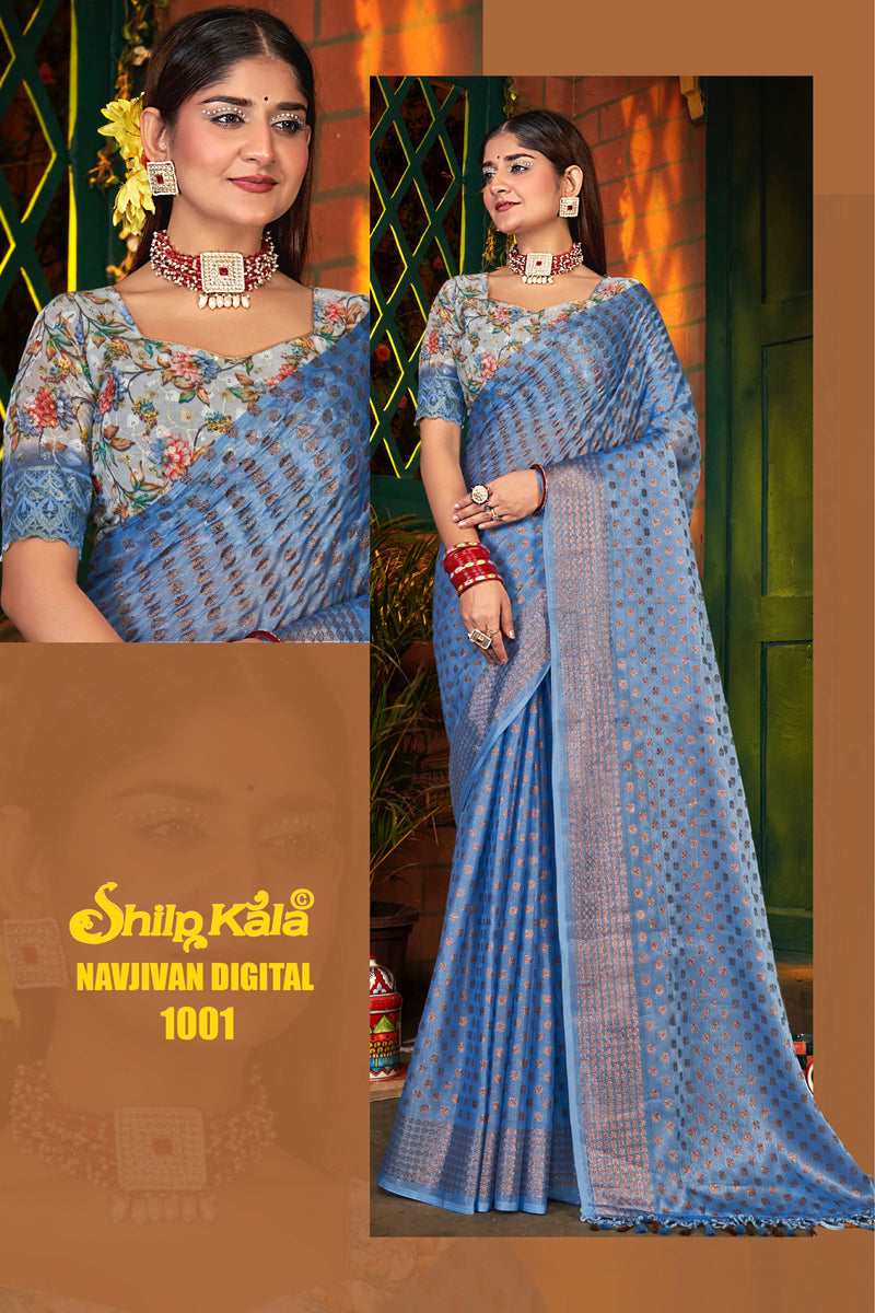 Navjivan Multicolor Fancy Satin Chiffon Saree (8 Colours Available).