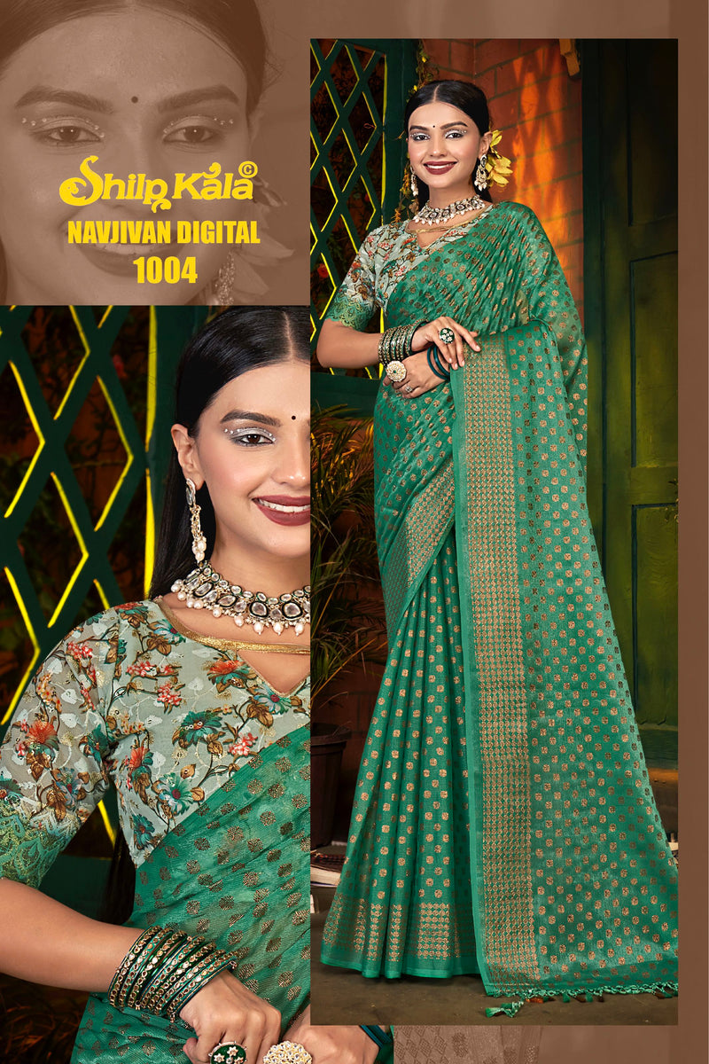 Navjivan Multicolor Fancy Satin Chiffon Saree (8 Colours Available).