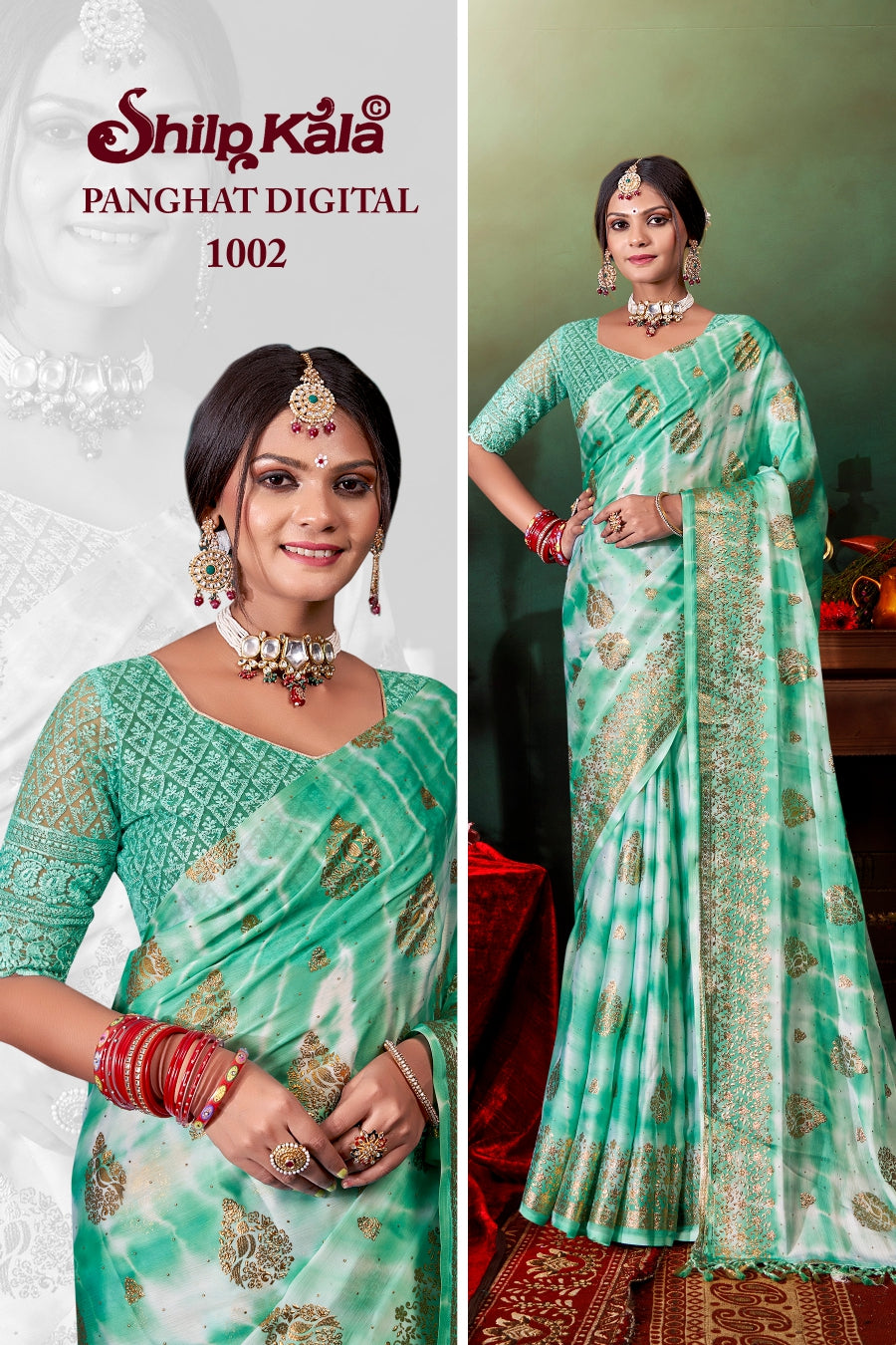 Panghat Best Fancy Saree With Padding Concept and Net Blouse (8 Colours Available)