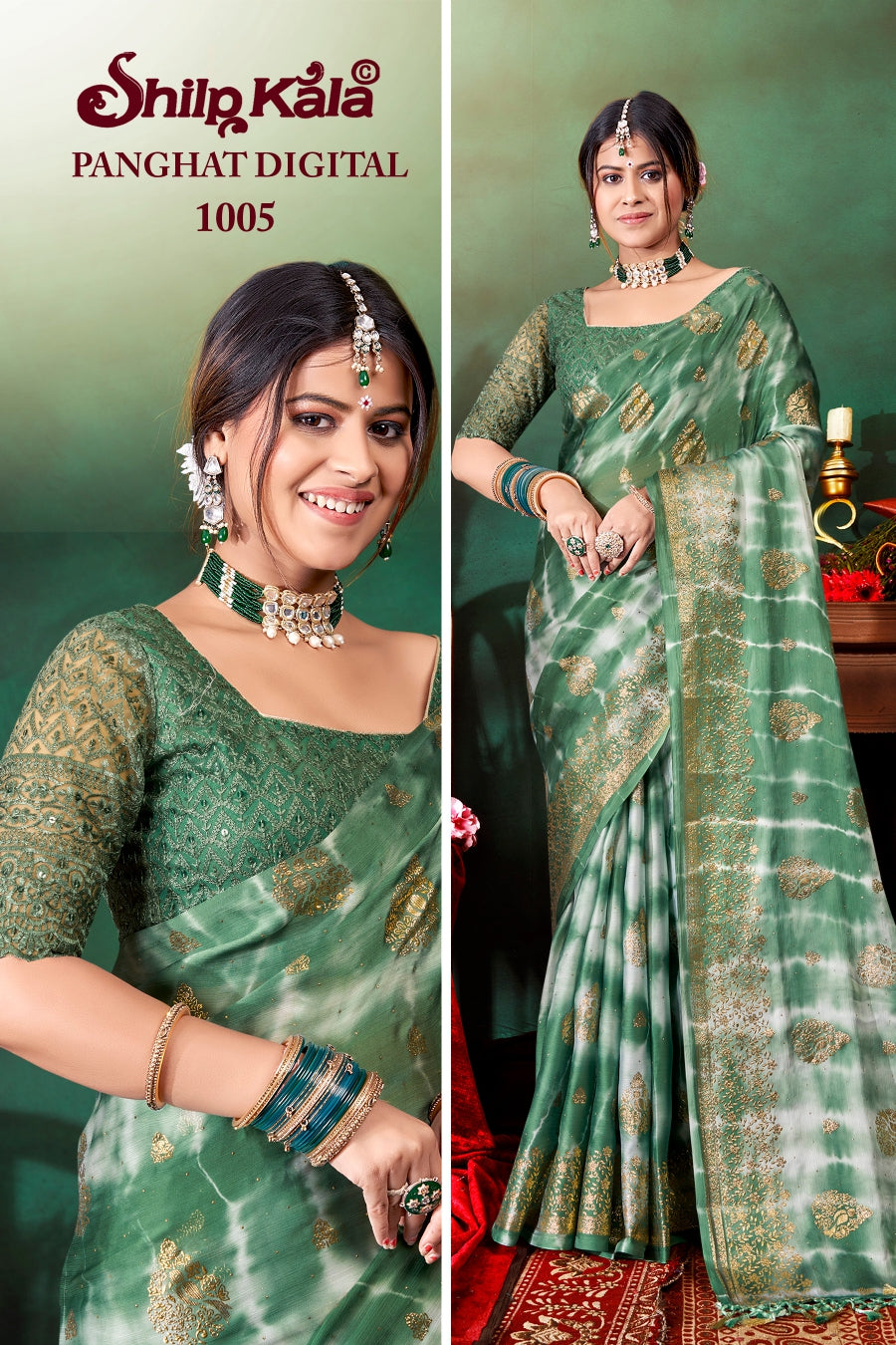 Panghat Best Fancy Saree With Padding Concept and Net Blouse (8 Colours Available)