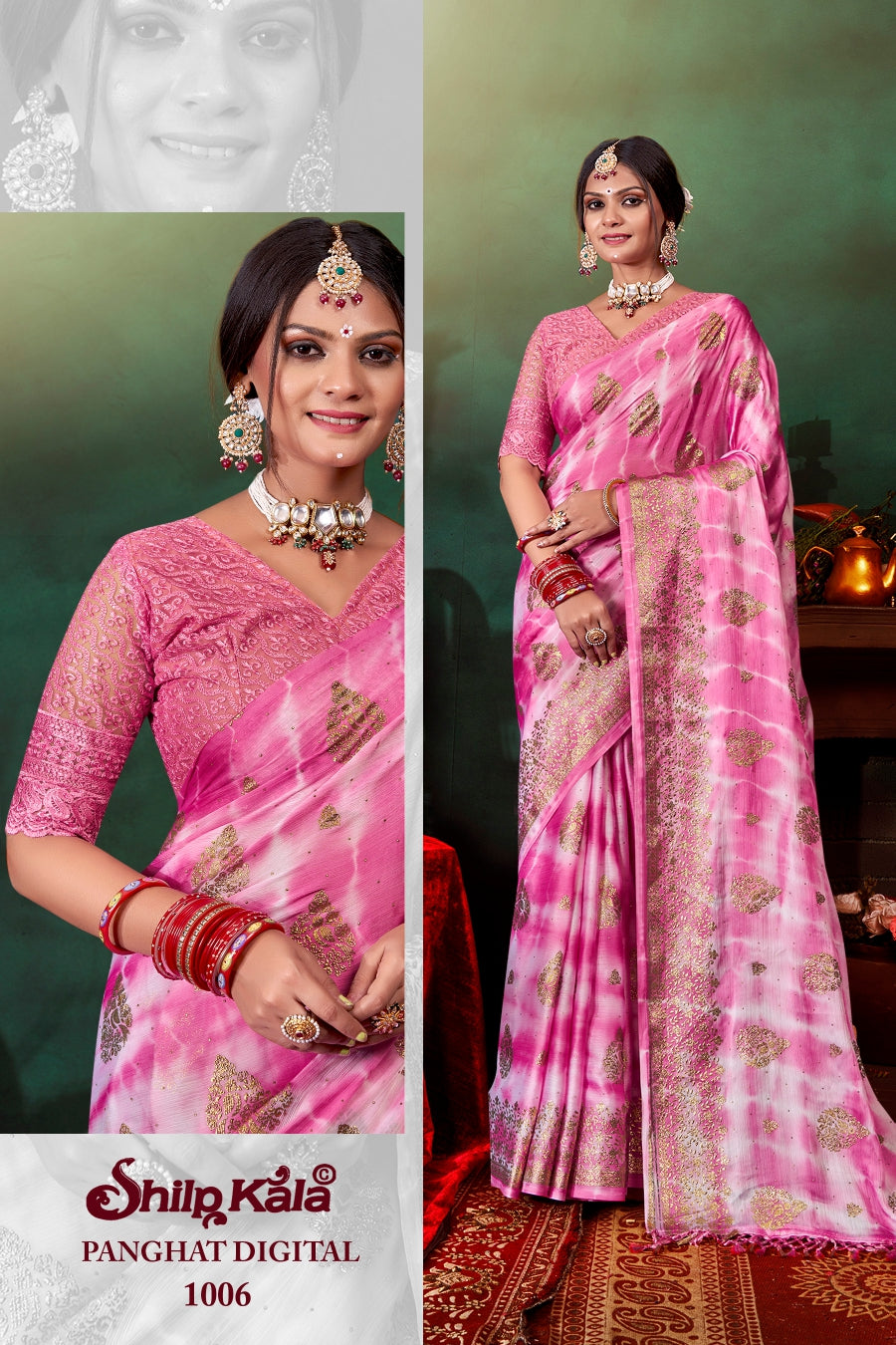 Panghat Best Fancy Saree With Padding Concept and Net Blouse (8 Colours Available)