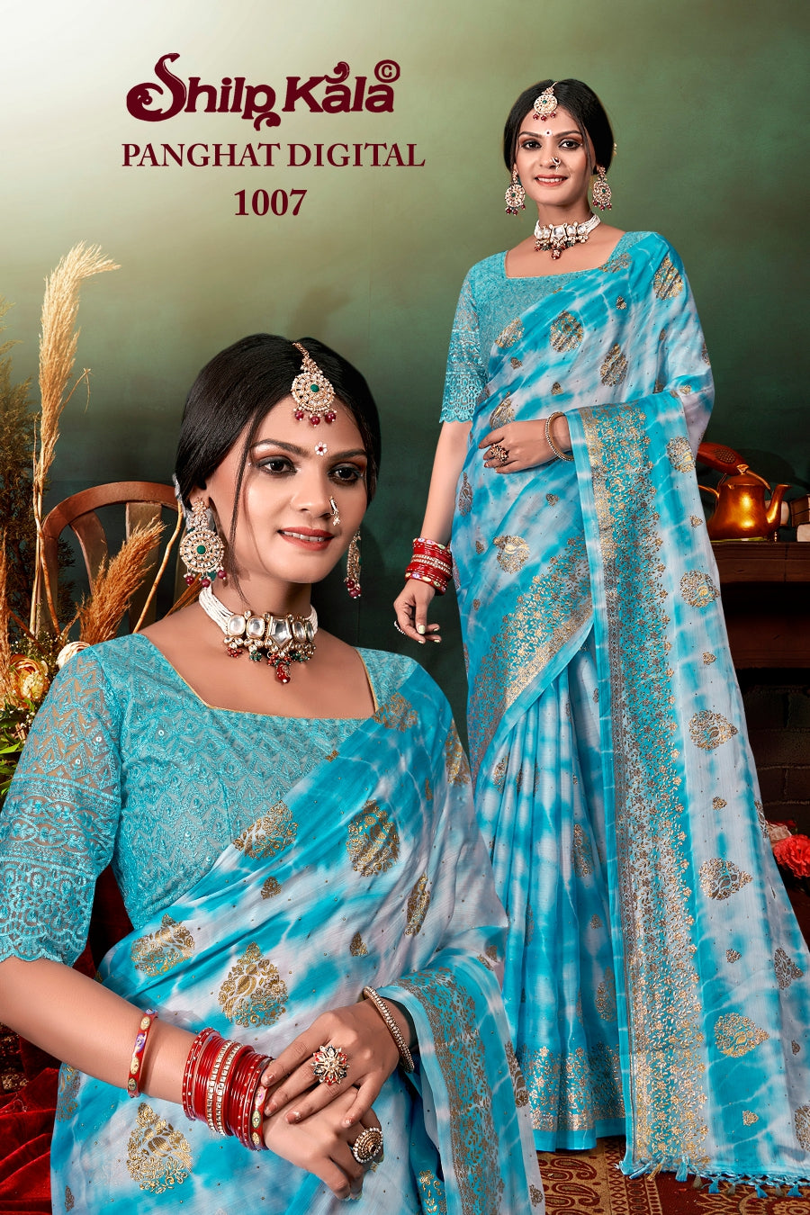 Panghat Best Fancy Saree With Padding Concept and Net Blouse (8 Colours Available)