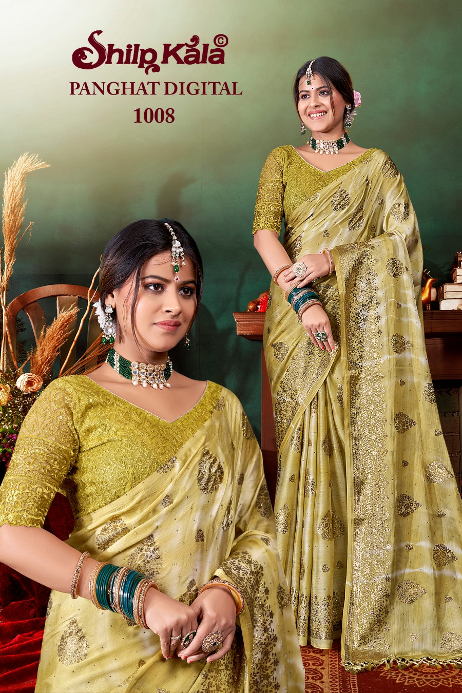 Panghat Best Fancy Saree With Padding Concept and Net Blouse (8 Colours Available)