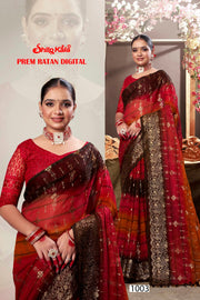 Prem Ratan Chiffon Saree with Net Blouse (8 Colours Available).