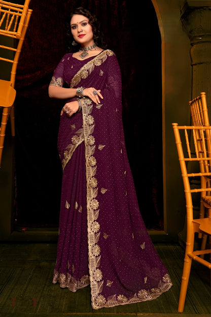 Rajrani Work Organza Saree – Sheer Elegance with Intricate Design for a Regal Look (8 Colours Available).