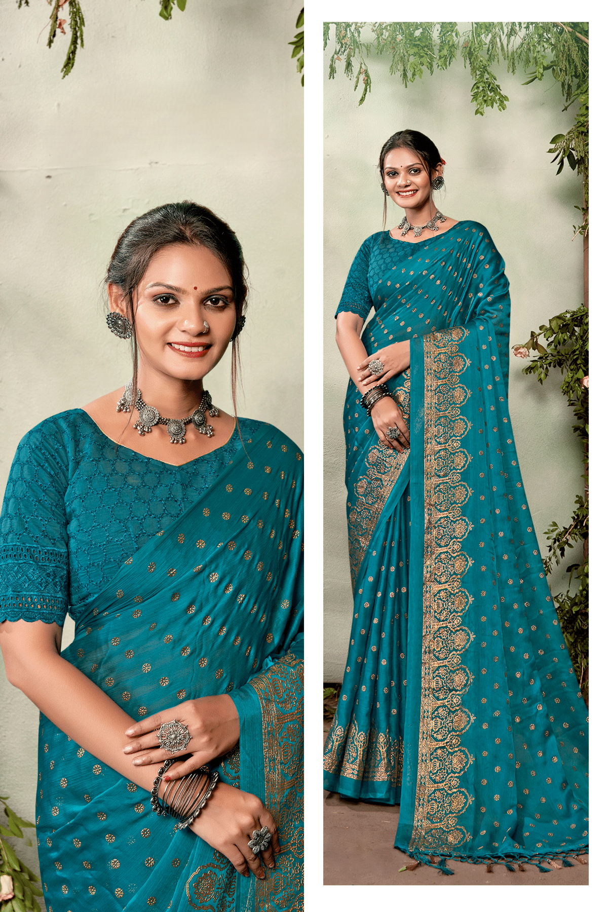 Ramrasiyan Georgette Saree with Cotton Blouse (8 Colours).