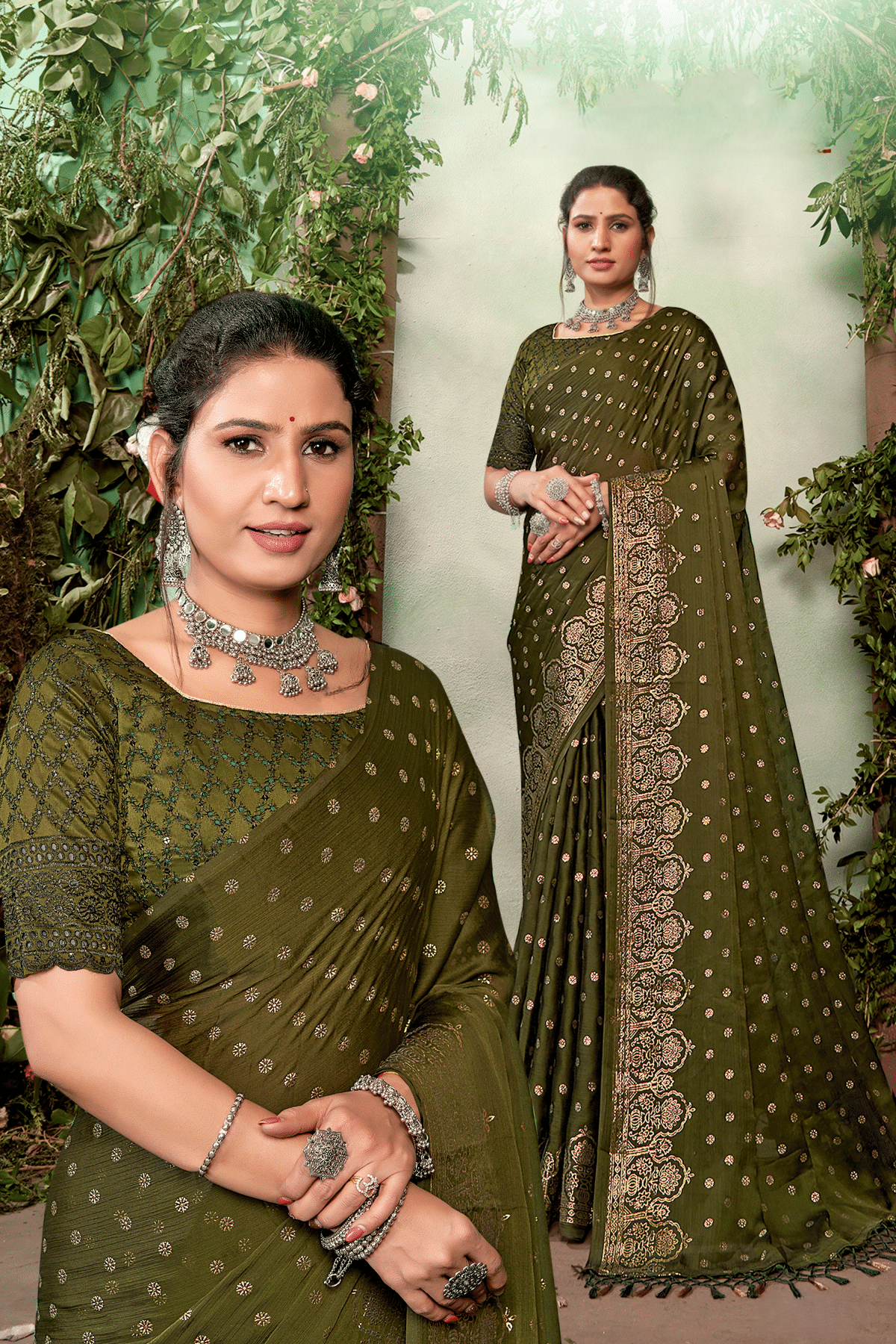 Ramrasiyan Georgette Saree with Cotton Blouse (8 Colours).