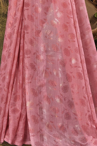 Rose Gold Multicolor Georgette Saree with Tone to Tone Matching (8 Colours Available).