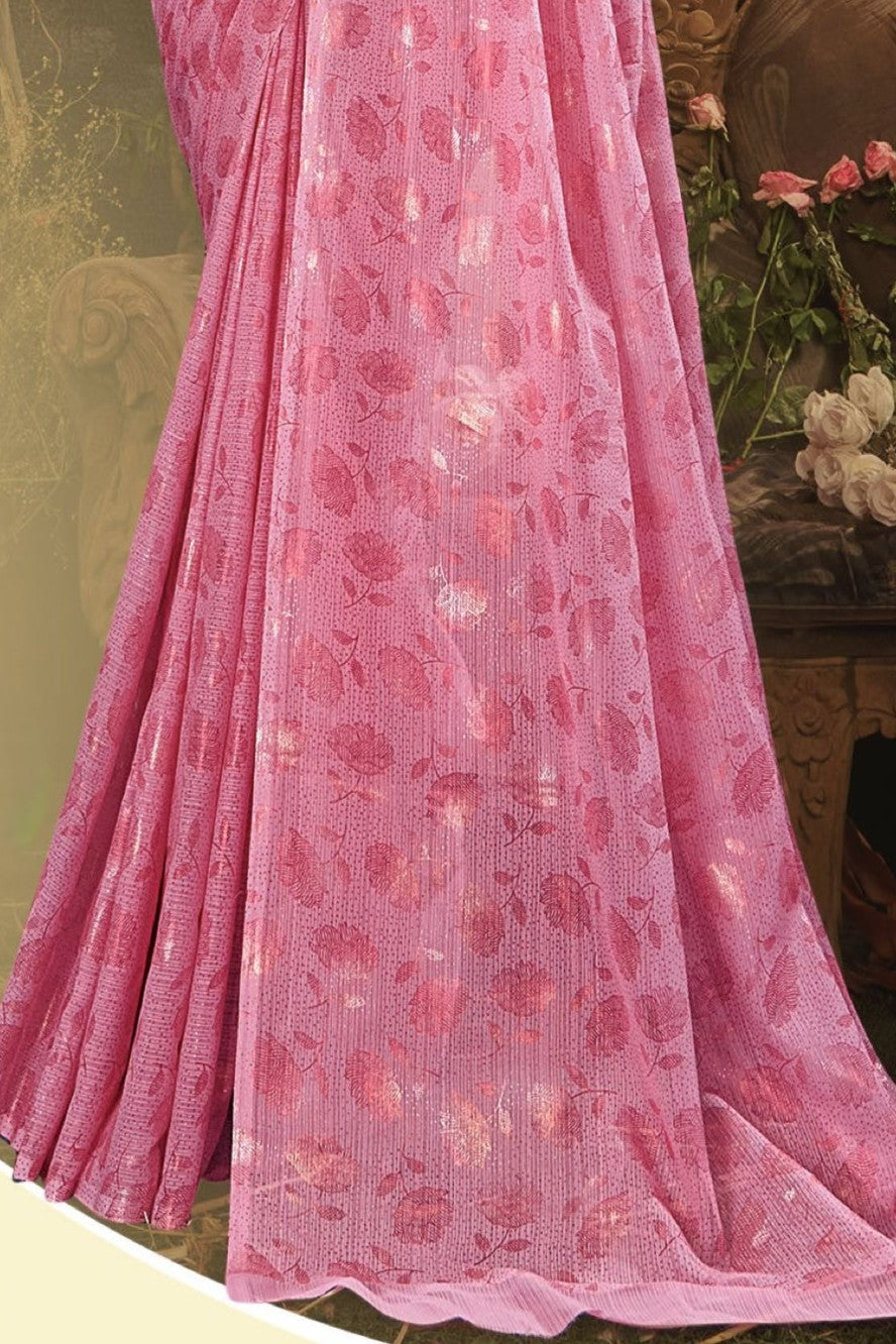 Rose Gold Multicolor Georgette Saree with Tone to Tone Matching (8 Colours Available).