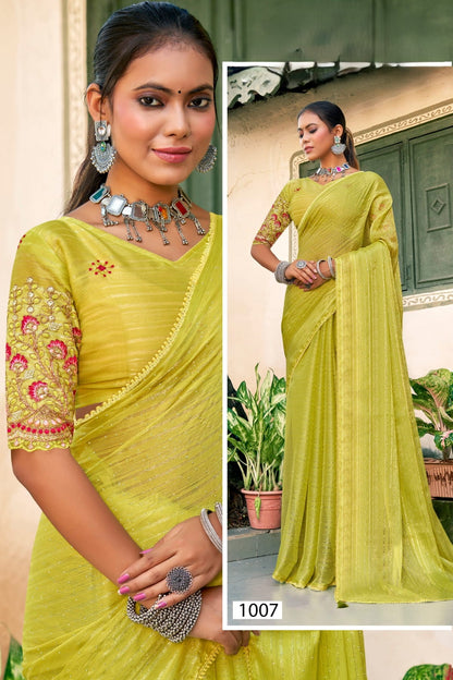 Rudra Veer Polyester Saree with Tone to Tone Matching Saree (8 Colours Available).