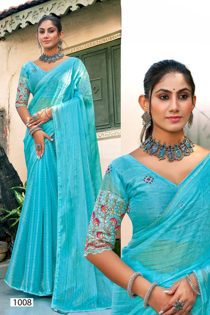 Rudra Veer Polyester Saree with Tone to Tone Matching Saree (8 Colours Available).