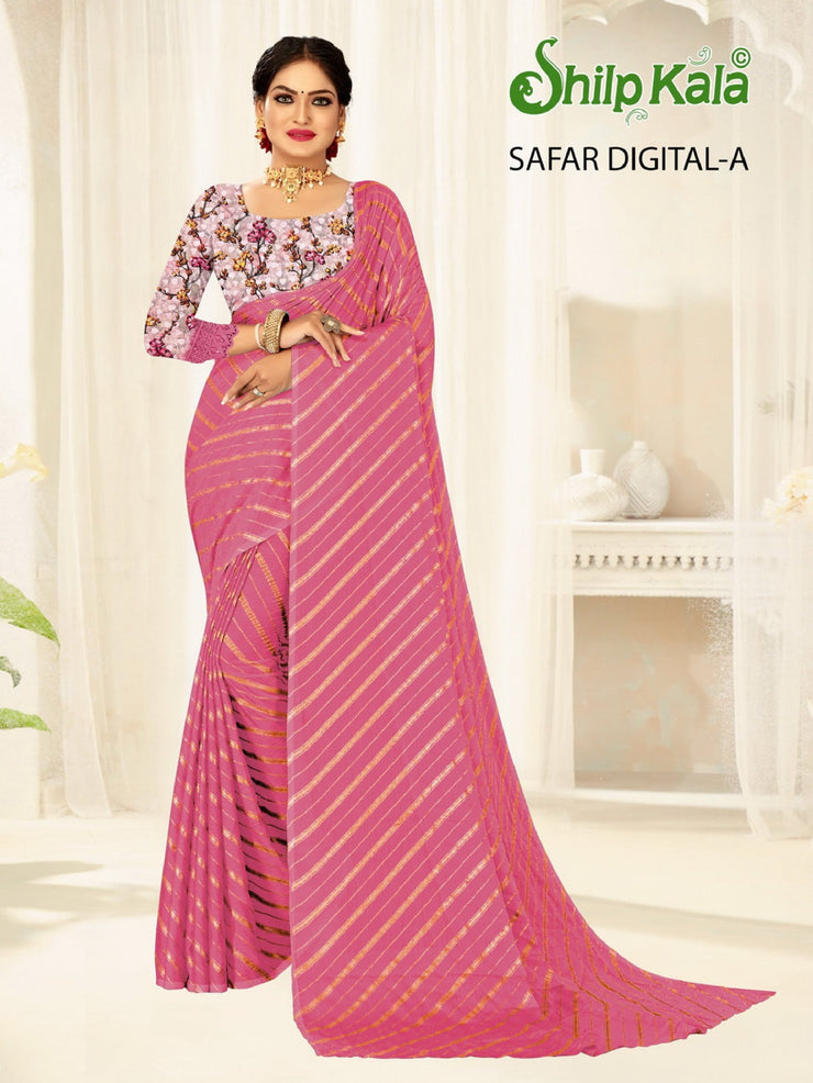 Safar Multicolor Saree with Tone to Tone Matching and Digital Printed Saree (8 Colours Available).