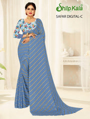 Safar Multicolor Saree with Tone to Tone Matching and Digital Printed Saree (8 Colours Available).