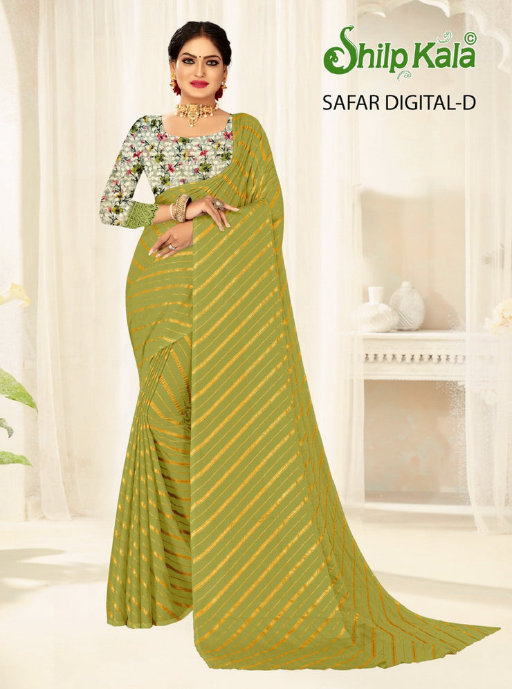 Safar Multicolor Saree with Tone to Tone Matching and Digital Printed Saree (8 Colours Available).