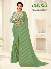 Safar Multicolor Saree with Tone to Tone Matching and Digital Printed Saree (8 Colours Available).