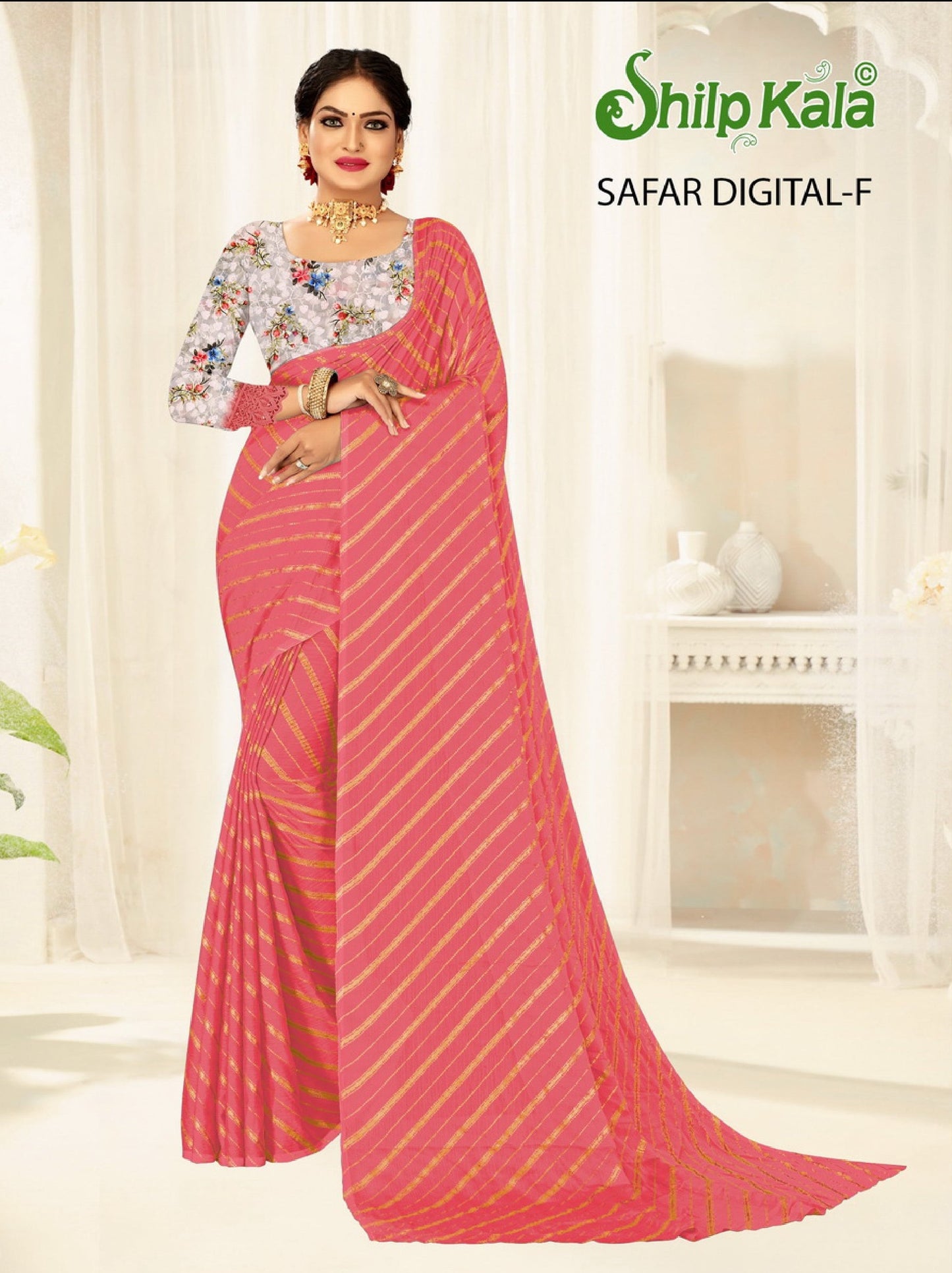 Safar Multicolor Saree with Tone to Tone Matching and Digital Printed Saree