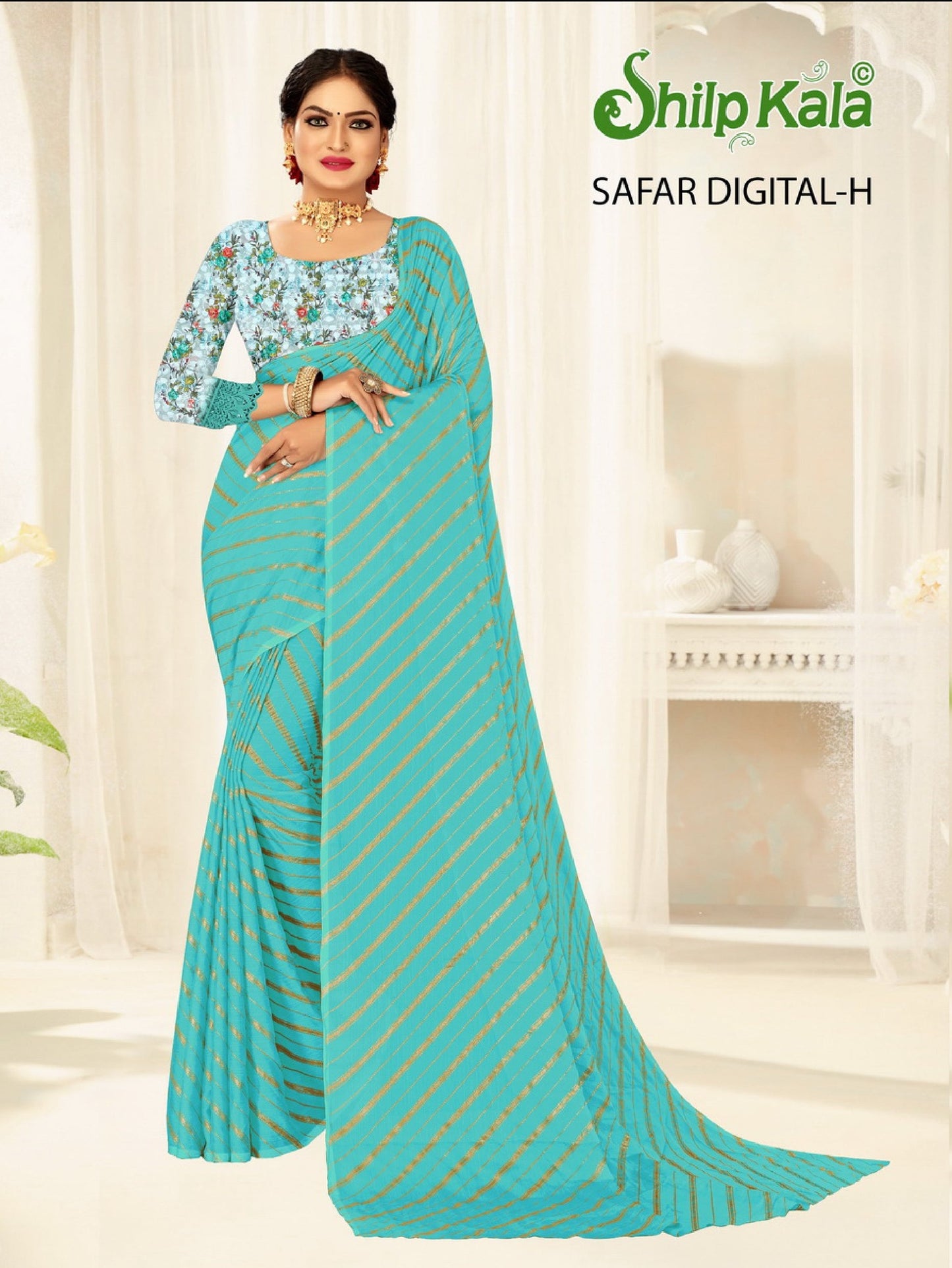 Safar Multicolor Saree with Tone to Tone Matching and Digital Printed Saree