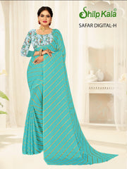 Safar Multicolor Saree with Tone to Tone Matching and Digital Printed Saree (8 Colours Available).