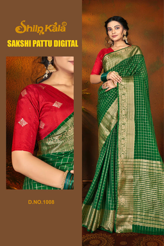 Sakshi Pattu Multicolour Fancy Fabric Saree with Contrast Matching