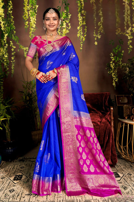 Saloni Silk Pattu Multicolour Jacquard Saree With Runnig Blouse 2 (8 Colours Available).