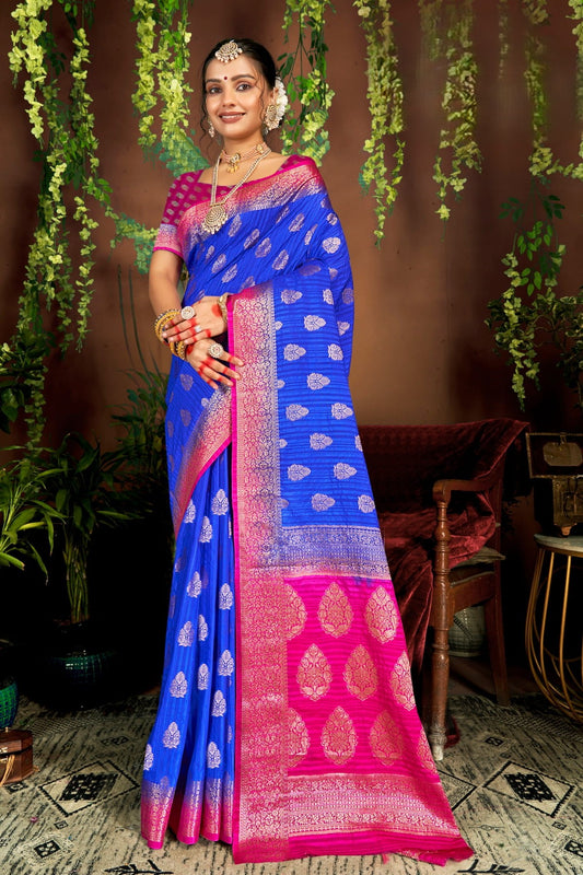 Saloni Silk Pattu Multicolour Jacquard Saree With Runnig Blouse 5.(8 Colours Available).