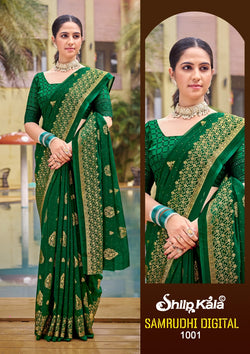 Samruddhi Georgette Saree with Chanderi Blouse (8 Colours Available)