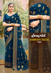 Samruddhi Georgette Saree with Chanderi Blouse (8 Colours Available)