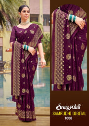 Samruddhi Georgette Saree with Chanderi Blouse (8 Colours Available)