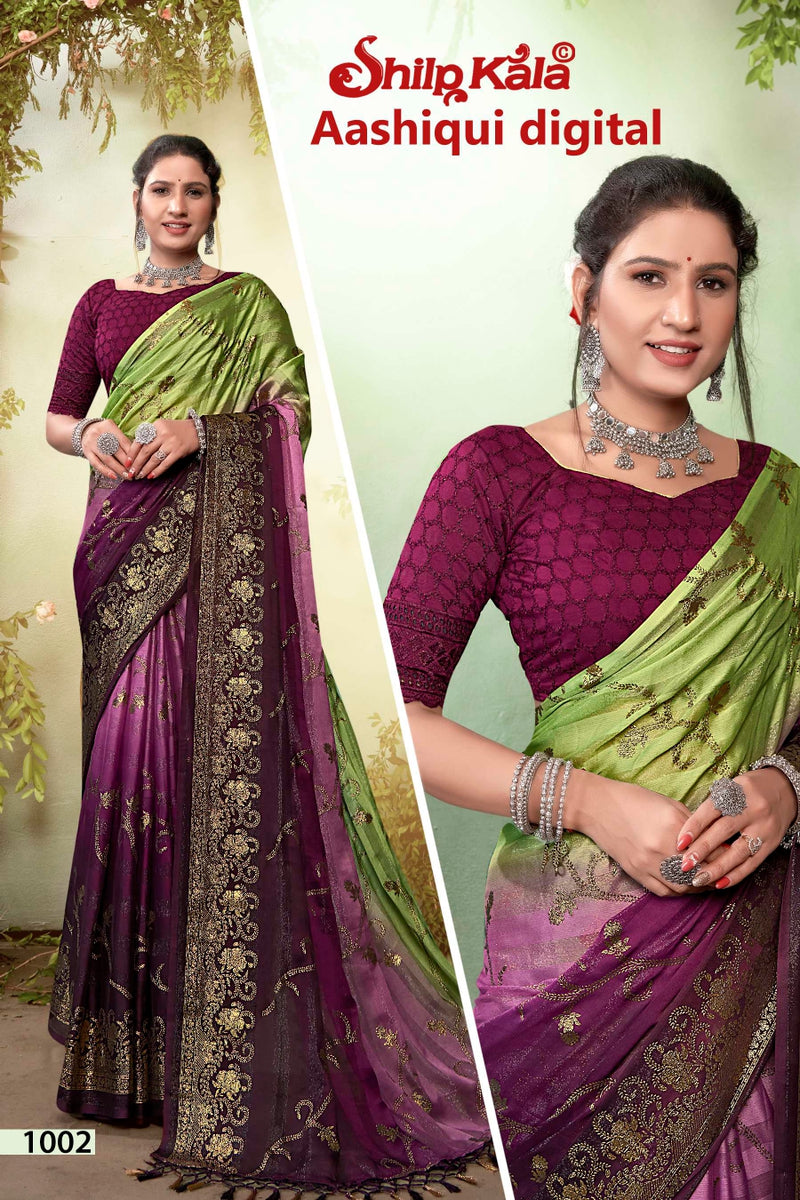 Aashiqui Fancy Fabric Saree with Chanderi Blouse (8 Colours Available)