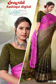 Aashiqui Fancy Fabric Saree with Chanderi Blouse (8 Colours Available)