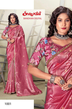 Bandhan Jimmy Choo Saree with Tone to Tone Digital Printed Shifli Blouse