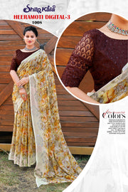 Heeramoti 3 Digital Printed Saree with Net Blouse (8 Colours Available)