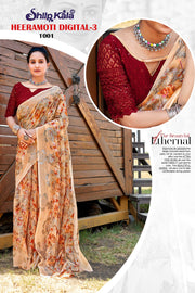 Heeramoti 3 Digital Printed Saree with Net Blouse (8 Colours Available)