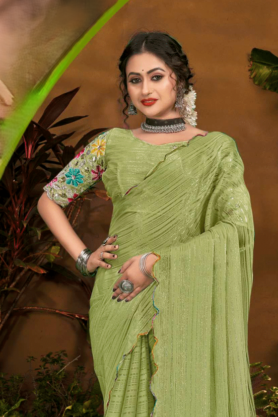 Jeevandhara Polyester Saree – Smooth Fabric with Elegant Draping and Contemporary Design (8 Colours Available)