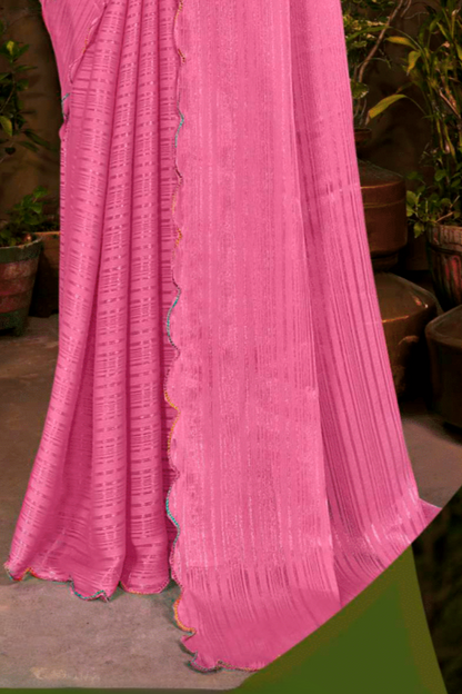 Jeevandhara Polyester Saree – Smooth Fabric with Elegant Draping and Contemporary Design (8 Colours Available)