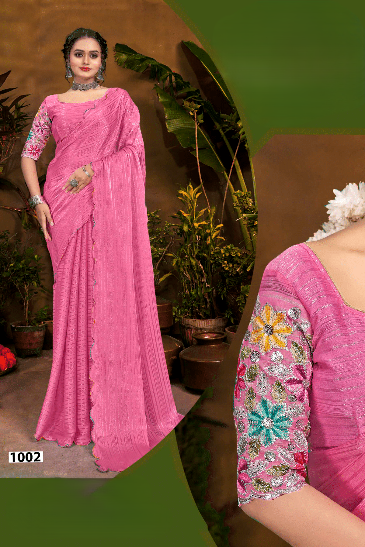 Jeevandhara Polyester Saree – Smooth Fabric with Elegant Draping and Contemporary Design (8 Colours Available)