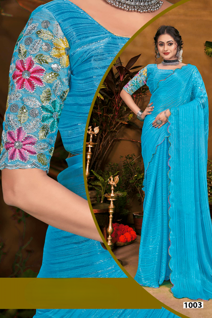 Jeevandhara Polyester Saree – Smooth Fabric with Elegant Draping and Contemporary Design (8 Colours Available)