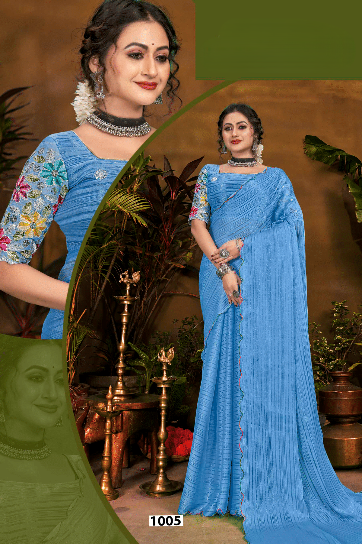 Jeevandhara Polyester Saree – Smooth Fabric with Elegant Draping and Contemporary Design (8 Colours Available)