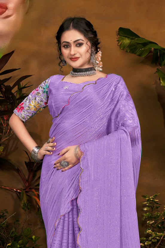 Jeevandhara Polyester Saree – Smooth Fabric with Elegant Draping and Contemporary Design (8 Colours Available)