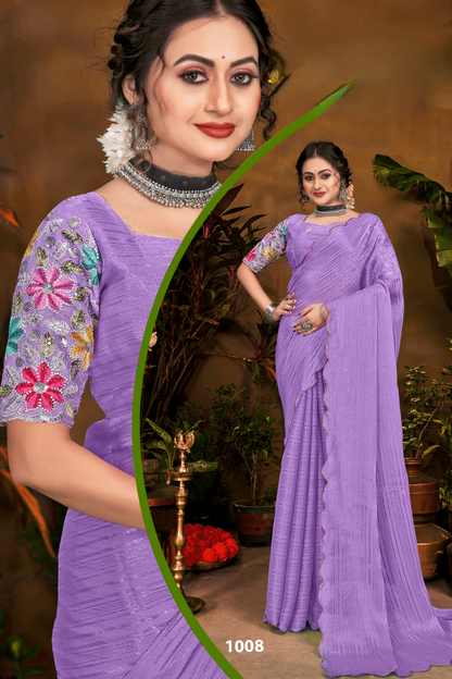 Jeevandhara Polyester Saree – Smooth Fabric with Elegant Draping and Contemporary Design (8 Colours Available)