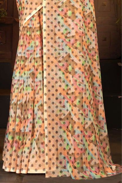 Narayani Multicolour Printed Saree with Black Contrasting Chanderi Blouse (8 Colours Available).